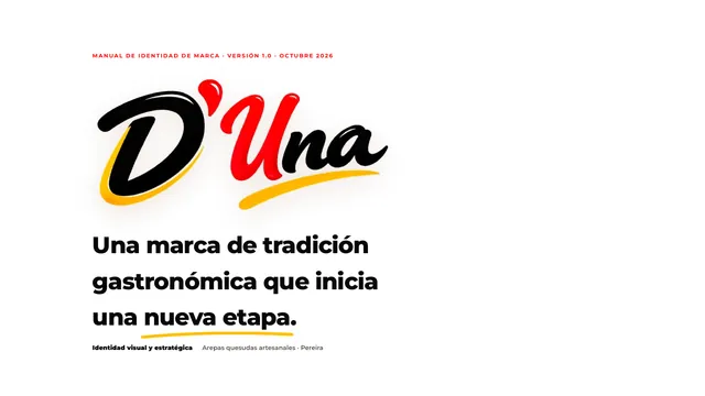 Portada del manual de marca de D'UNA