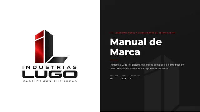 Portada del manual de marca de Industrias Lugo